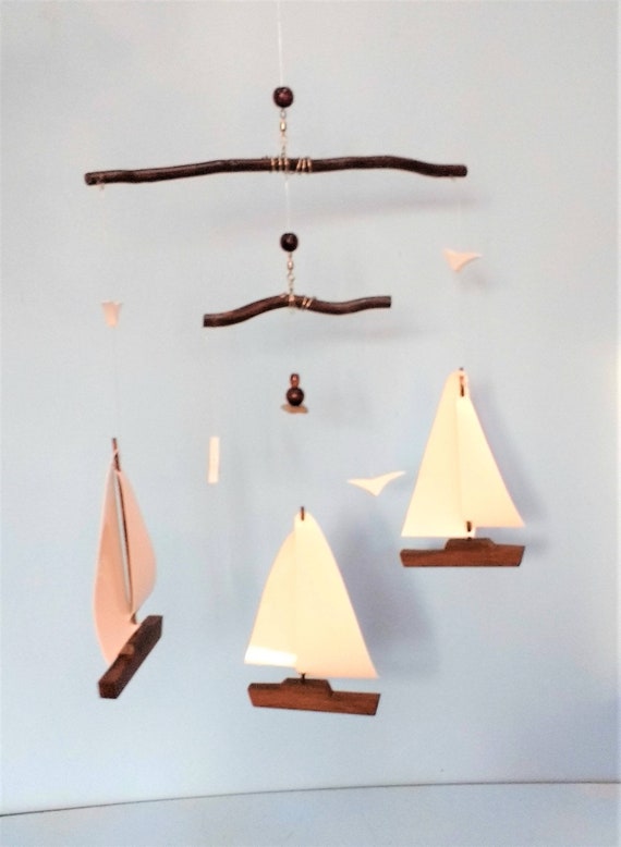Sailboat Mobile Y7brseagullssailboatmobilenauticalnursery Etsy
