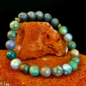 Grounded Strength Indian Agate Diffuser Bracelet – Lava Stone Energy