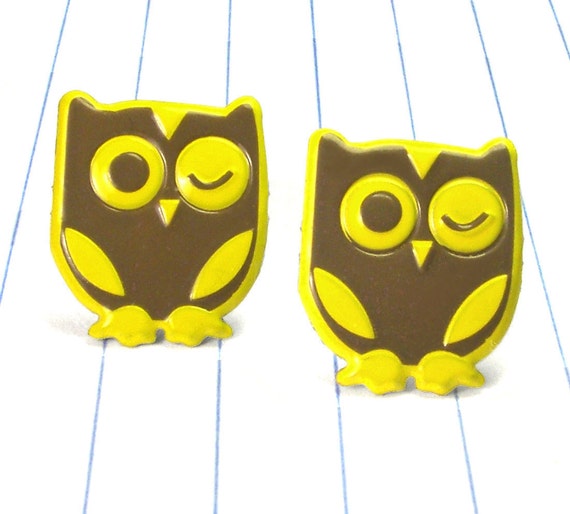 Items similar to yellow owl earrings owl earrings owl jewelry owl studs owls bird