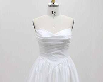 Strapless Satin Wedding Dress, Minimalist A-Line Bridal Gown