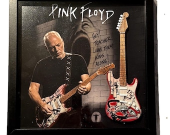 Pink Floyd - David Gilmour (The Wall) Shadow Box 12" x 12” Frame with 10” tribute guitar.