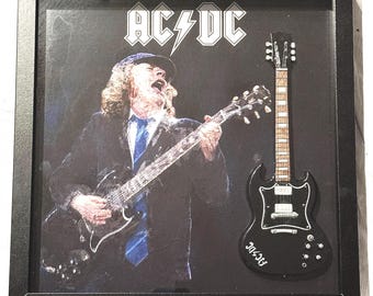 Angus Young(AC/DC) 12”x12” Shadow Box.