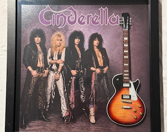 Cinderella Tribute Shadow Box: Hand-Crafted Guitar, Photo, 12"x 12” Frame