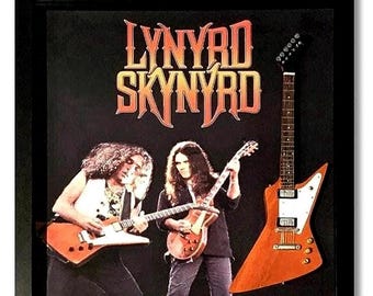 Lynyrd Skynyrd Tribute Shadow Box: Hand-Crafted Guitar, Photo, 12"x12” Frame