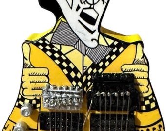 Cheap Trick (Uncle Dick) Double Neck 10" Guitar with Stand – Music Memorabilia Display 1:4 scale