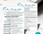 Teacher Resume Template Canva | Elementary School CV | Educator Resume | 2 Page Digital Resume | Word & Pages | Editable Canva Template