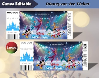 Disney On Ice Ticket, Printable Surprise Ticket, Editable Event Reveal, Faux Souvenir Gift,Kids Christmas Gift, Holiday Show Ticket,PDF File