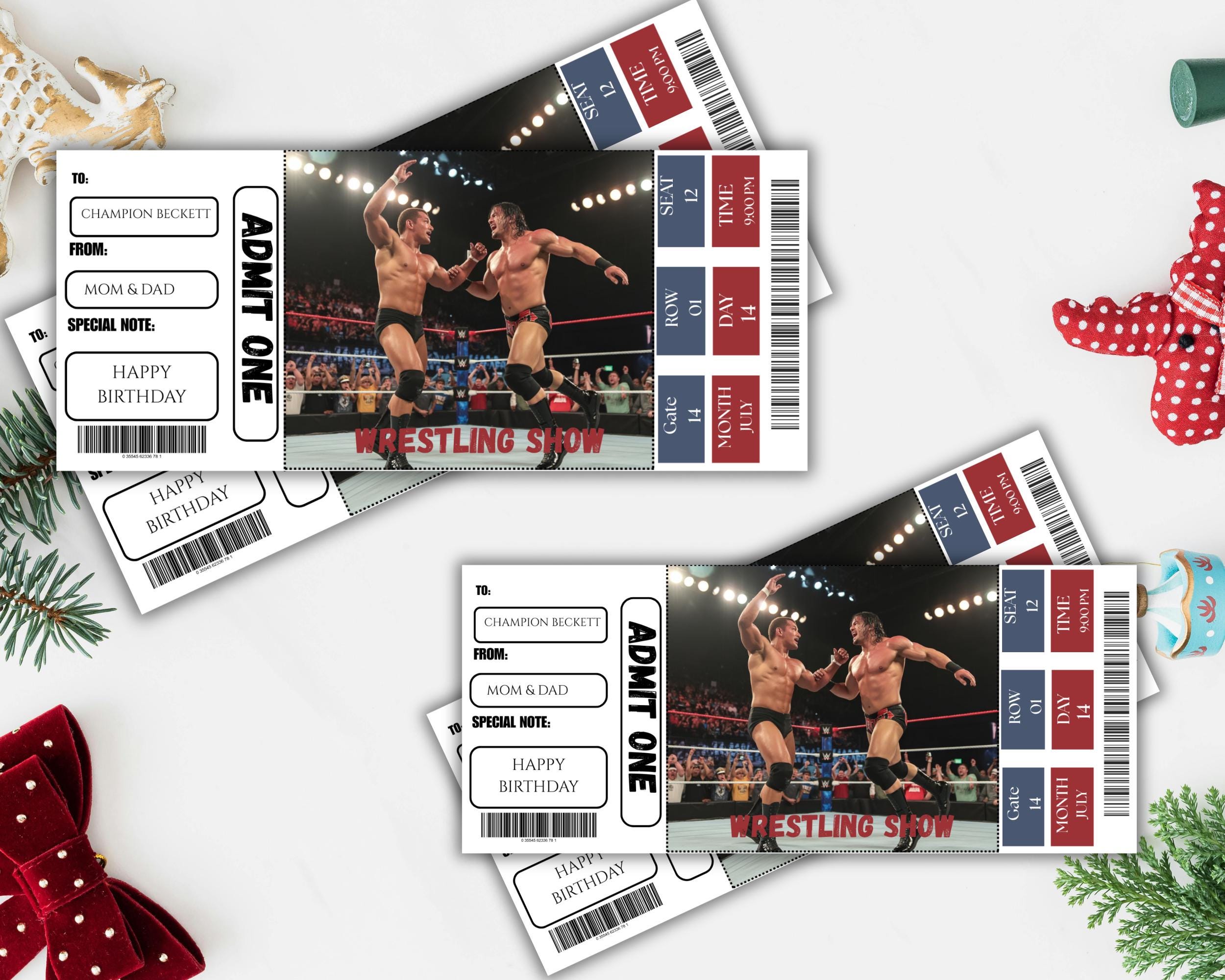 Editable Wrestling Event Ticket, Boxing Match Ticket Stub, Surprise ...