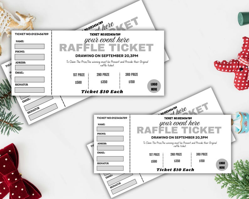 Editable Raffle Ticket – Printable Customizable Ticket, Newyear and ...