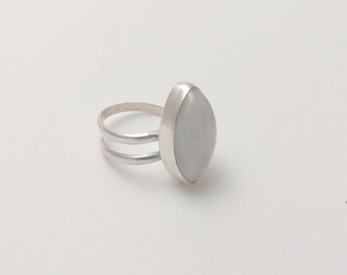 Moonstone Wrap Ring: Moonstone and Sterling Silver, adjustable size 6