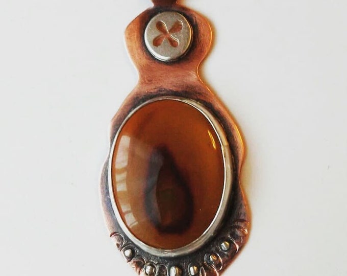 Seeds Pendant #3: Polychrome Jasper set in Fine Silver on Copper with Sterling accents