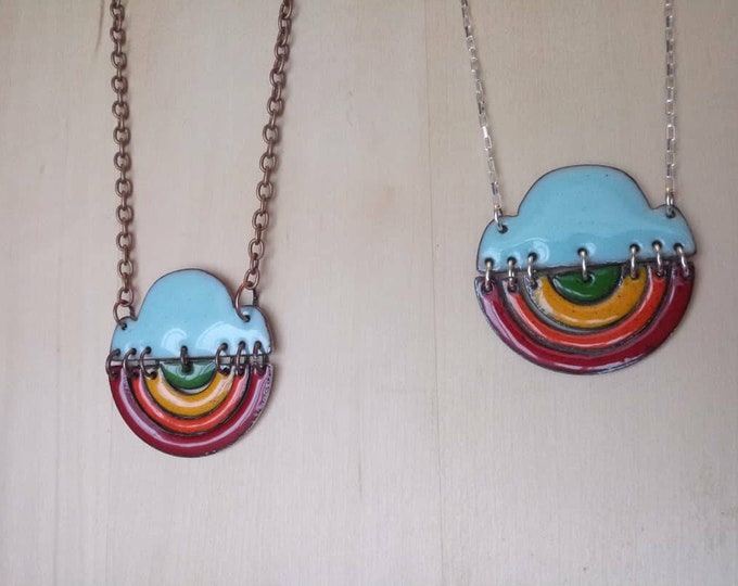 Inverted Rainbow Pendant: Enamel on Copper