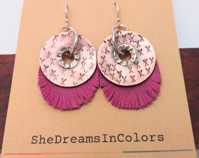 XO Earrings: Copper, Eyelets, and Leather