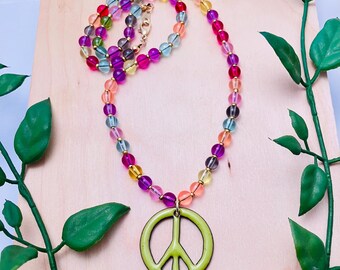 Give Peace a Chance necklace: Enamel on Copper