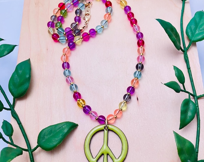 Give Peace a Chance necklace: Enamel on Copper