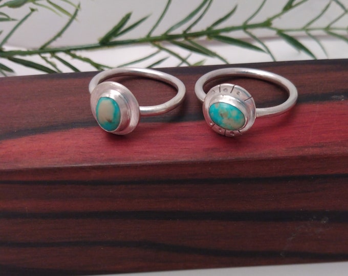 Turquoise Rings: American Mined Turquoise and Sterling Silver, size 7.5 and 8.5