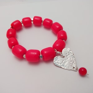 Rugged Heart Bracelet: Upcycled Sterling and Glass Beads