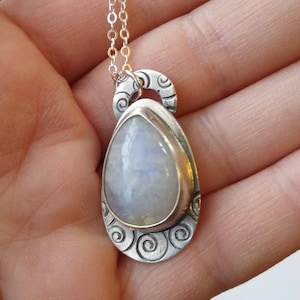 Winter Labyrinth Pendant: Sterling Silver and Moonstone