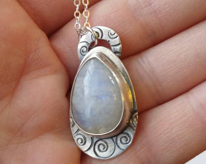 Winter Labyrinth Pendant: Sterling Silver and Moonstone