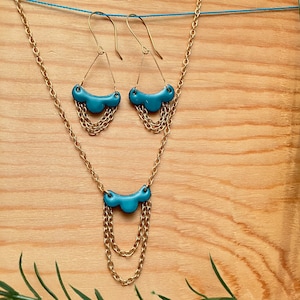 Part the Clouds Necklace and Earrings Set: Enamel on Copper