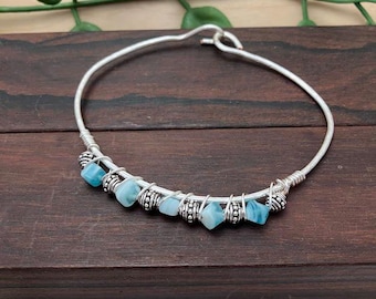 Agate and Silver Bangle