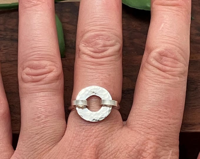 Hammered Hoop Ring: Sterling Silver, size 7