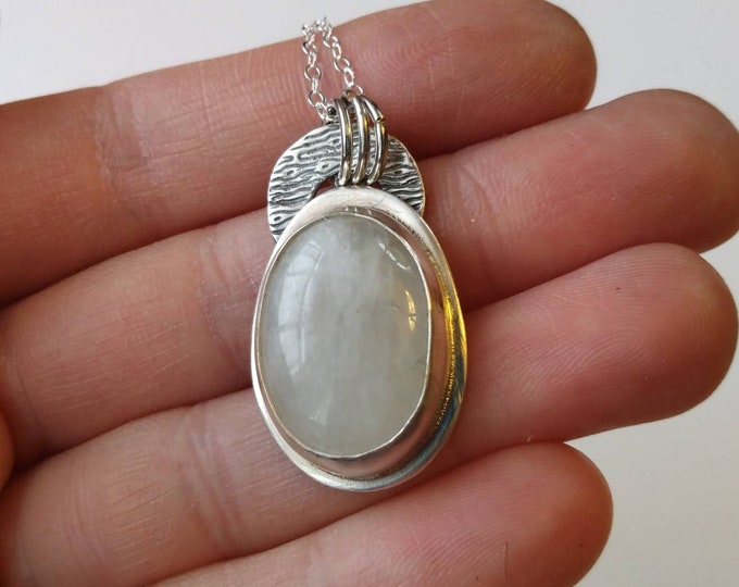 Winter Calm Pendant: Sterling Silver and Moonstone