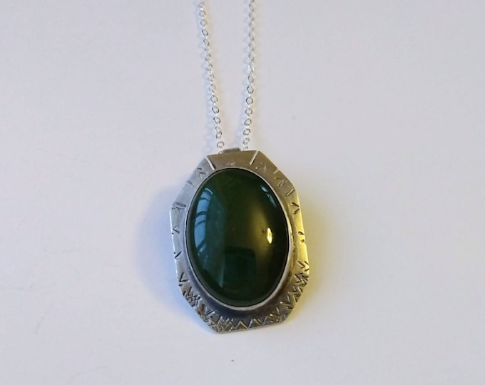 Hidden Forest Pendant: Jade and Sterling Silver