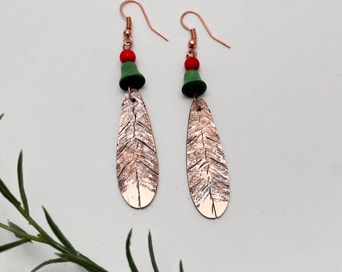 Vintage Style Christmas Earrings with a Pine Tree Motif