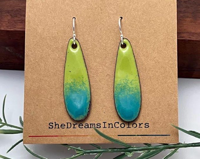 Two Tone Earrings: Enamel on Copper, various colors