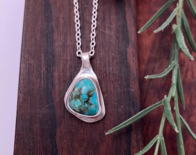 Turquoise Twist Pendant: Turquoise and Sterling Silver