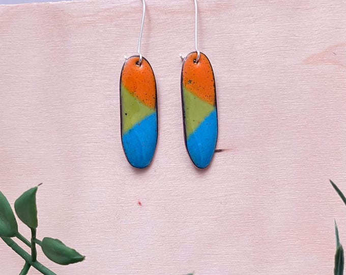 Geo Summer Earrings: Enamel on Copper