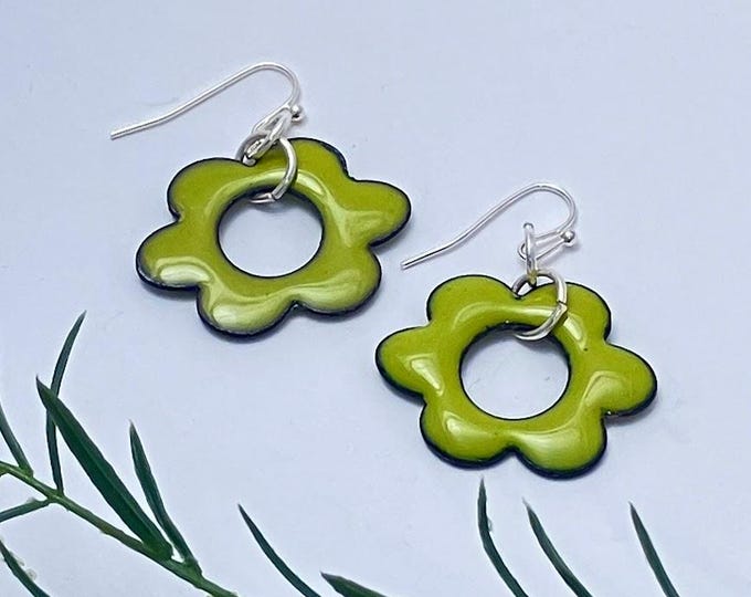 Open Flower Earrings: Enamel on Copper