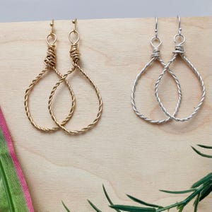 Twisted Wire Earrings: Gold or silver plated wire