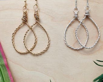 Twisted Wire Earrings: Gold or silver plated wire