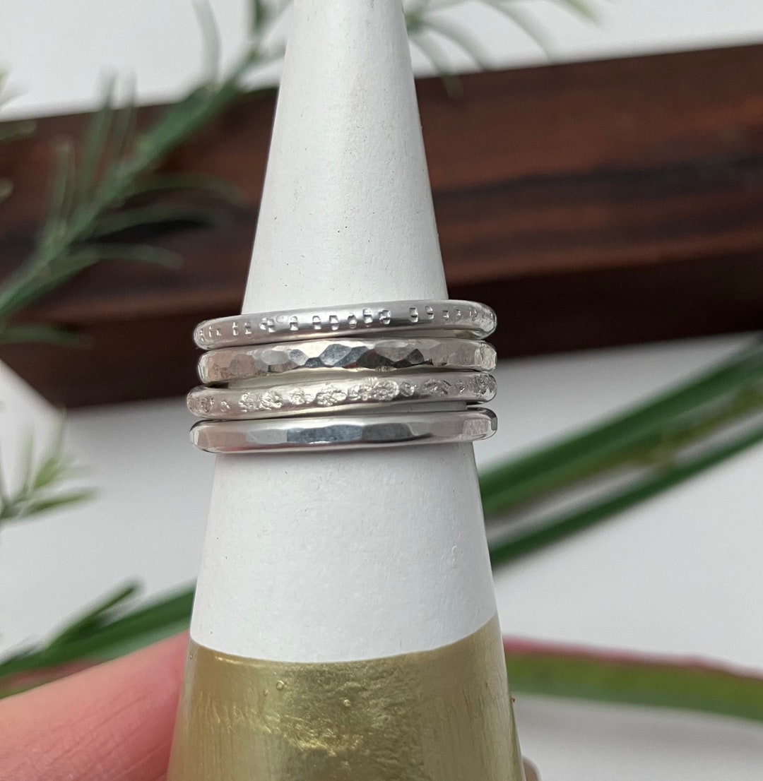 Shimmer Stack Stacking Rings, Sterling Silver, Set of 4, Size 7.5 - Etsy