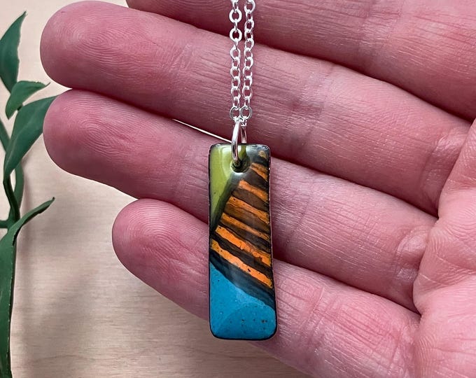 Sunbathe Pendant: Enamel on Copper