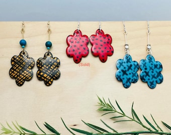 Vintage Picnic Earrings: Enamel on Copper, 2 variations