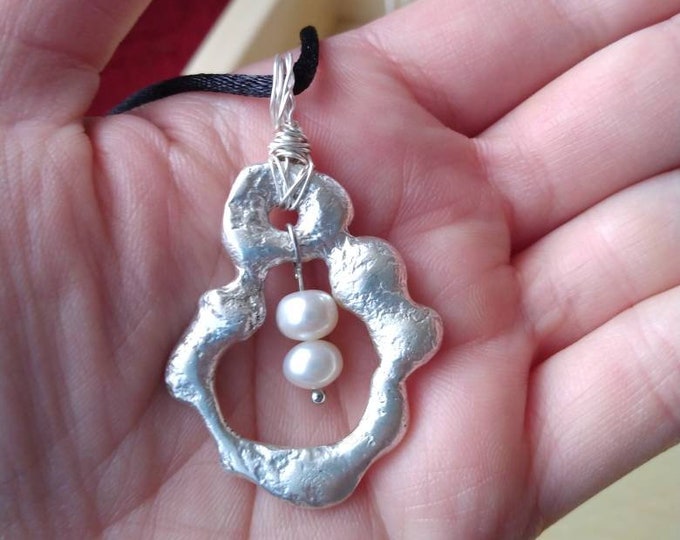 Flow and Fuse Pendant #2: Upcycled Sterling Silver and Pearl