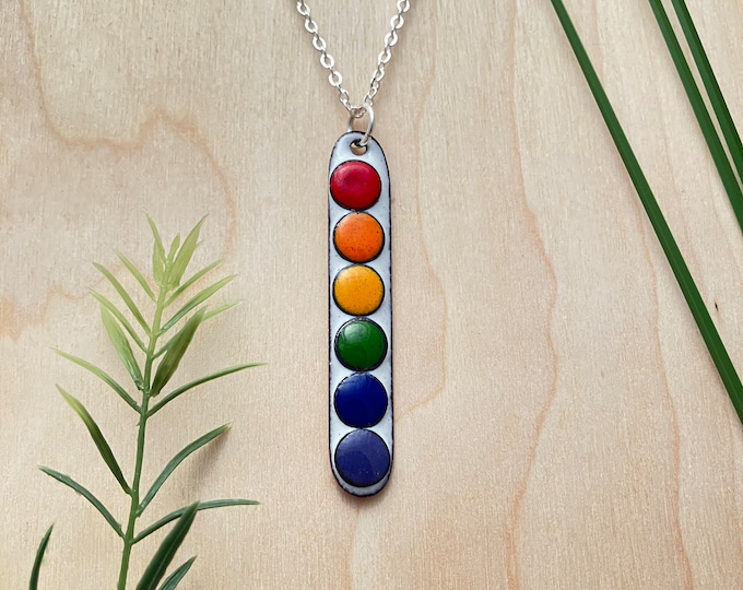 Rainbow Path Pendant: Enamel on Copper