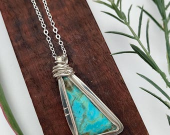 Turquoise Travels Pendant: Sterling Silver and Turquoise