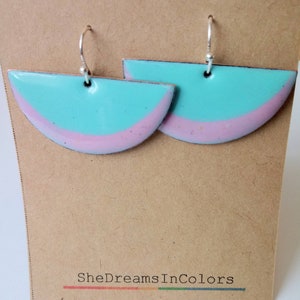 Minty Fresh Earrings:  Enamel on Copper