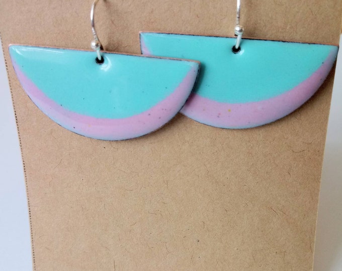 Minty Fresh Earrings:  Enamel on Copper