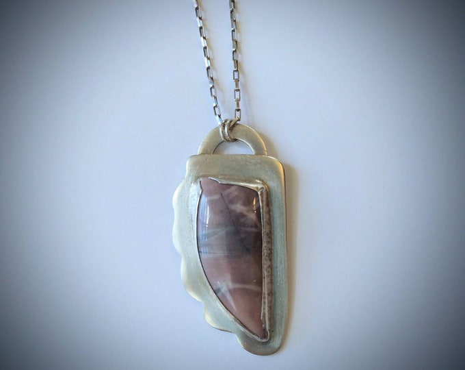 Memories of a Shell Pendant: Porcelain Jasper bezel-set in Fine Silver on Sterling Silver