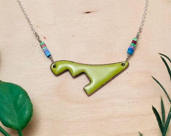 Geo Flow Necklace: Enamel on Copper