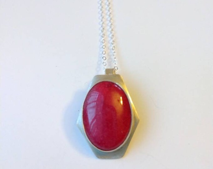 GeoPink Pendant: Rhodonite and Sterling Silver