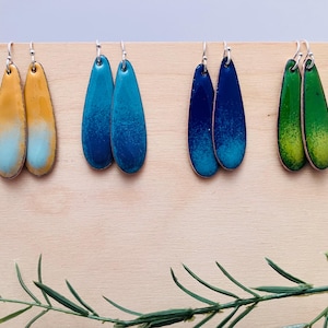 Two Tone Earrings: Enamel on Copper, various colors