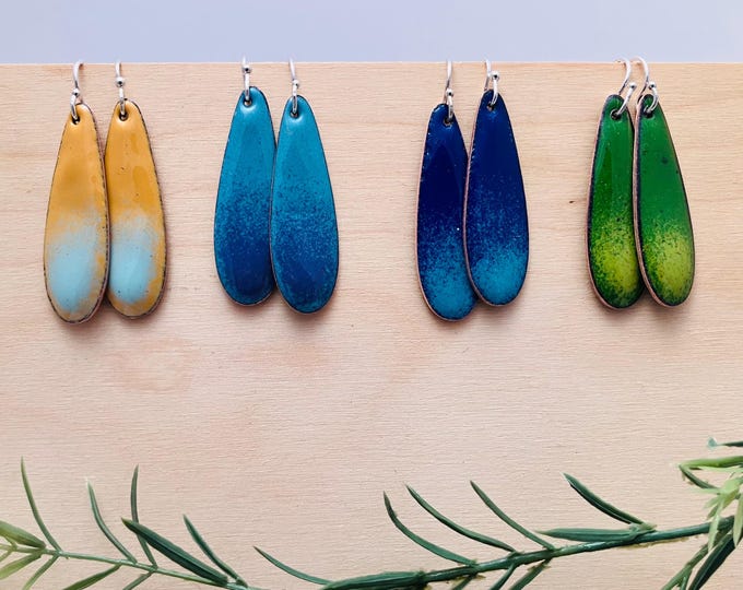 Two Tone Earrings: Enamel on Copper, various colors