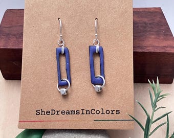 Mod Rectangle Earrings #2: Enamel on Copper