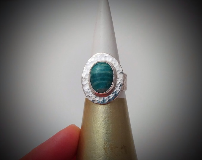 Sun Dappled Lake Ring: Amazonite and Sterling Silver, size 8.25